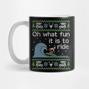 Ugly Christmas Sweater Fun to Ride Wave Surfing Mug